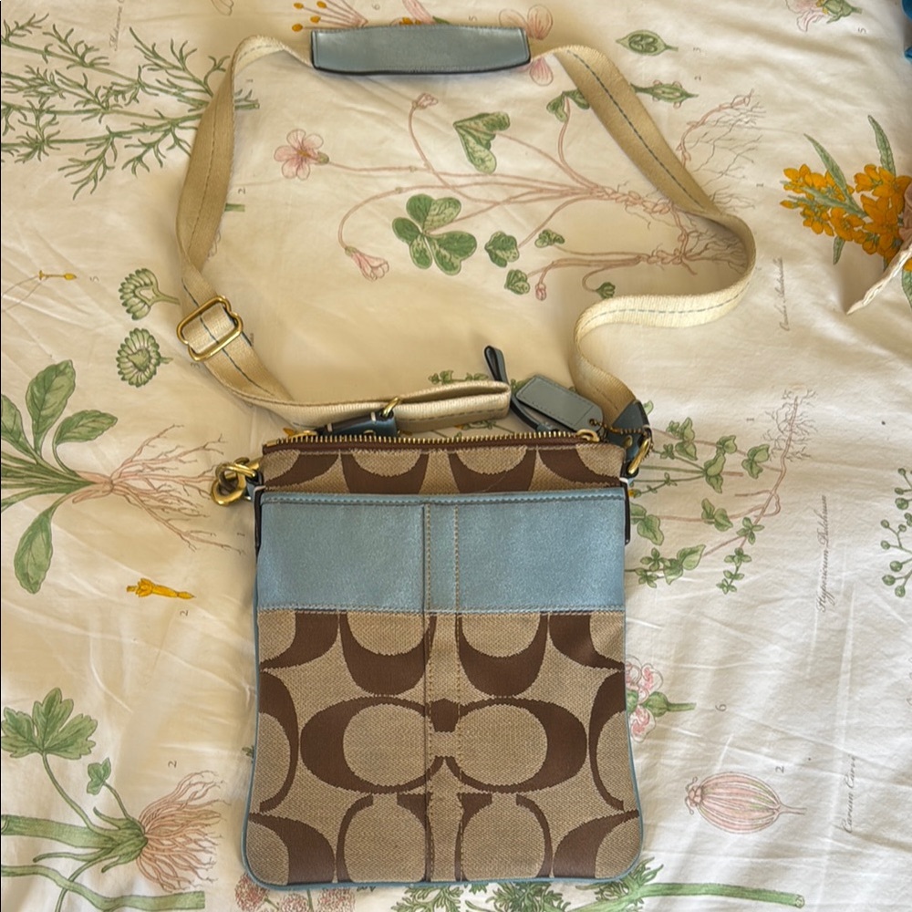 Coach Signature Bag with Blue Interior